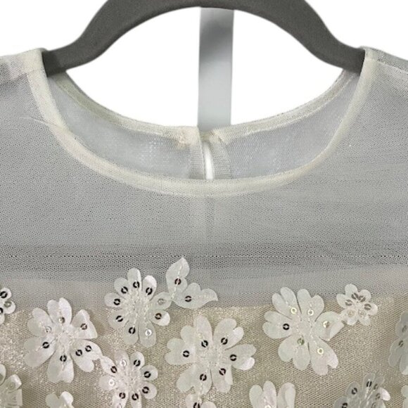 Jona Michelle Girls Special Occasion Dress Ivory Golden Sequin Floral Sz 7 NWOT - Picture 5 of 12